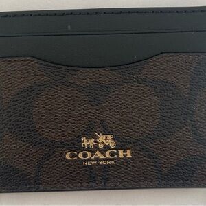 Coach Men's Black and Brown Card Holder